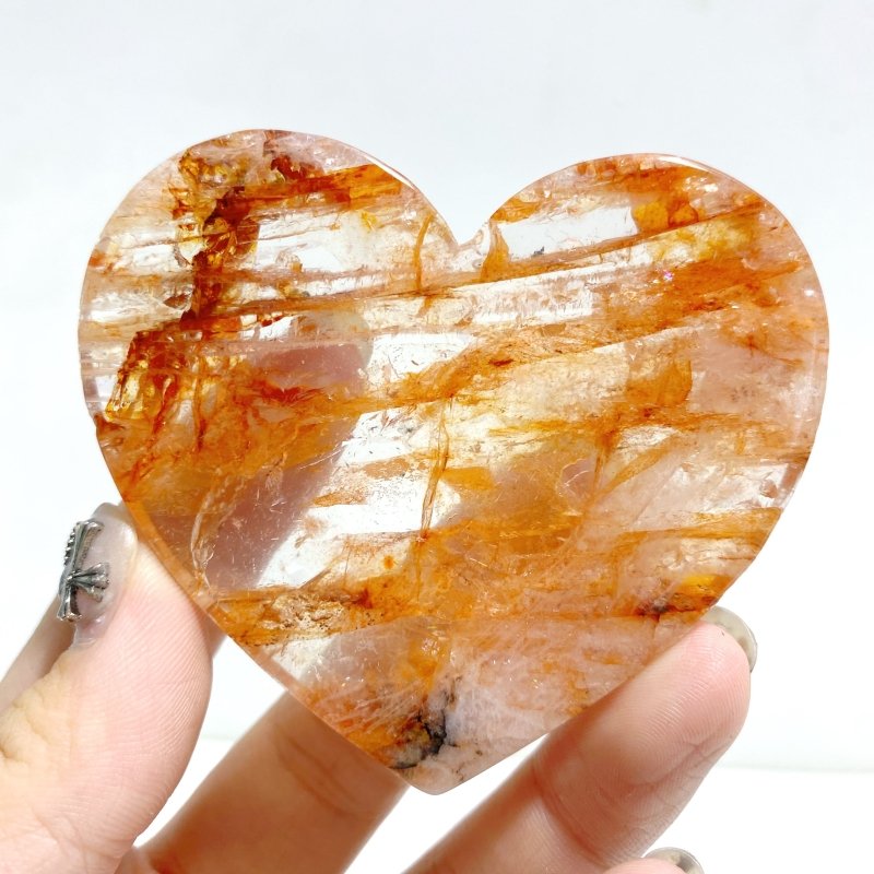 Unique Red Fire Quartz Heart Wing Carving With Stand -Wholesale Crystals
