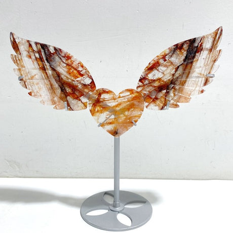 Unique Red Fire Quartz Heart Wing Carving With Stand -Wholesale Crystals