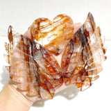 Unique Red Fire Quartz Heart Wing Carving With Stand -Wholesale Crystals