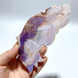 Unique Sakura Flower Agate Butterfly Wing Carving With Stand - Wholesale Crystals