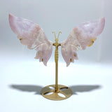 Unique Sakura Flower Agate Butterfly Wing Carving With Stand - Wholesale Crystals