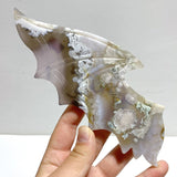 Unique Sakura Flower Agate Demon and Angel Wing Carving With Stand - Wholesale Crystals