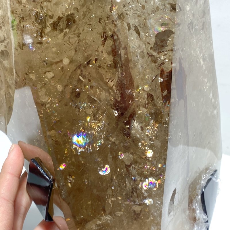 Unique Smoky Quartz Point With Rainbow With Stand - Wholesale Crystals