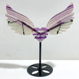 Unique Symmetrical Fluorite Heart Wing Carving With Stand -Wholesale Crystals