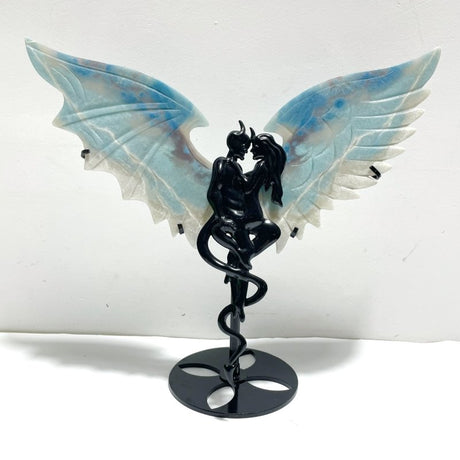 Unique Trolleite Stone Demon And Angel Wing Carving With Stand - Wholesale Crystals