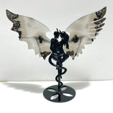 Unique Volcano Agate Demon And Angel Wing Carving With Stand (UV - Reactive) - Wholesale Crystals