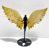 Unique Yellow Ocean Jasper Angel Wing Carving With Stand - Wholesale Crystals