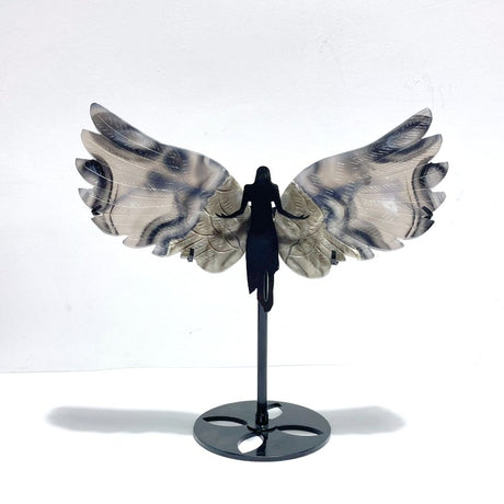Volcano Agate Angel Wing Carving With Stand (UV Reactive) - Wholesale Crystals
