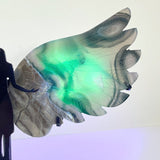 Volcano Agate Angel Wing Carving With Stand (UV Reactive) - Wholesale Crystals