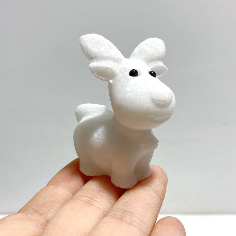 White Marble Christmas Moose Carving Wholesale - Wholesale Crystals