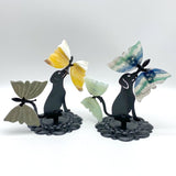Wholesale Crystal Butterfly Wing Carving with Dog Metal Stand (Mixed Materials) -Wholesale Crystals