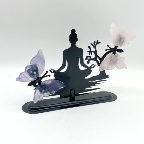 Wholesale Crystal Butterfly Wing Carving with Yoga Woman Stand (Mixed Stones) -Wholesale Crystals