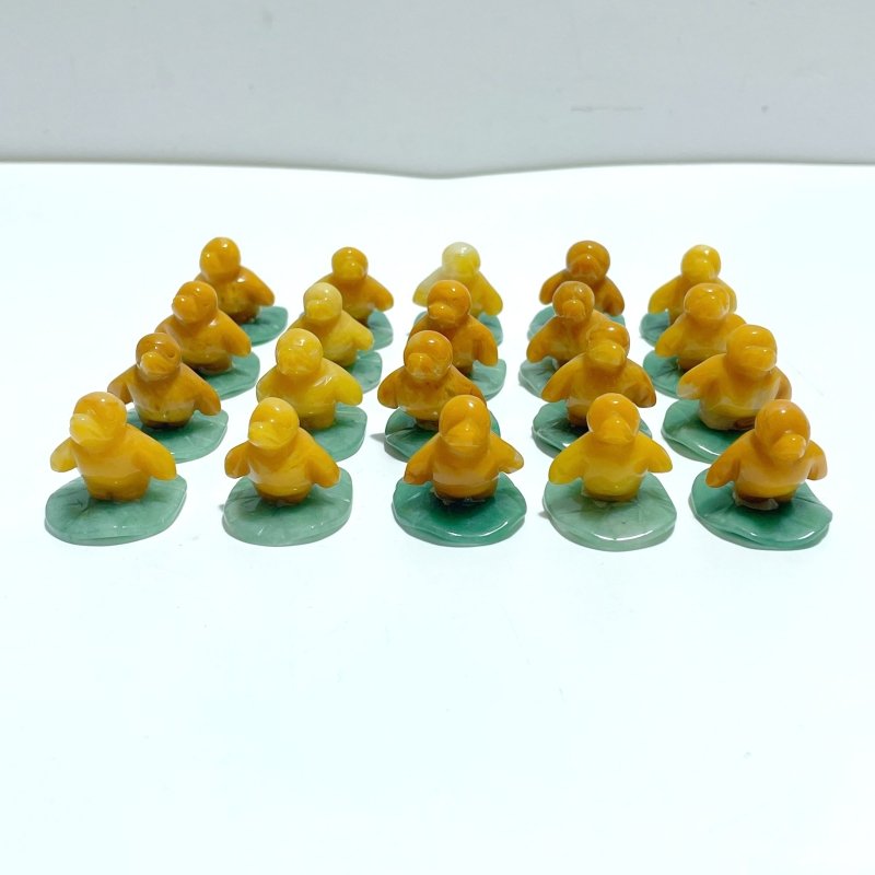 Yellow Agate Duck On Leaf Mini Carving Wholesale - Wholesale Crystals
