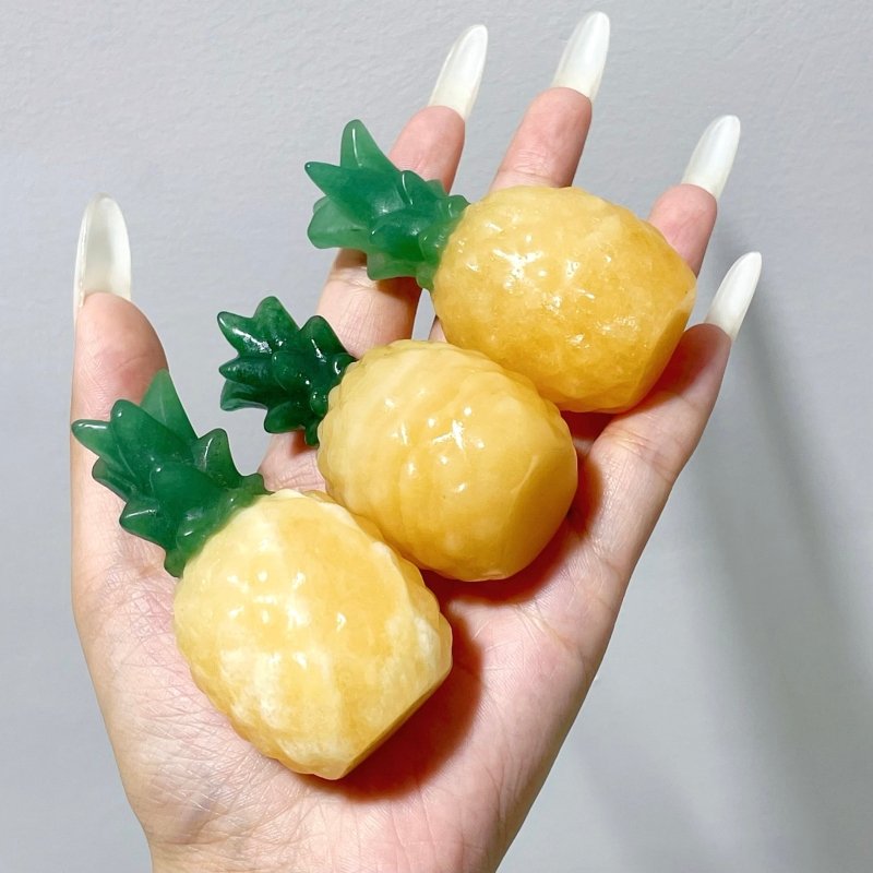 Yellow Calcite Pineapple With Aventurine Leaf Carving Wholesale - Wholesale Crystals