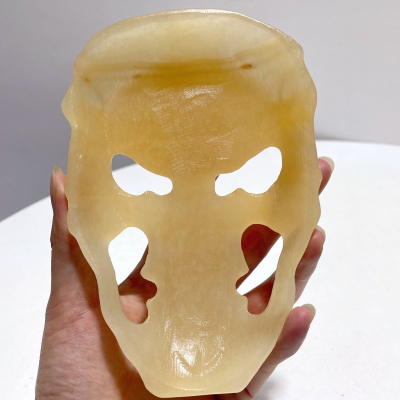 Yellow Calcite Skull Large Mask Carving Wholesale - Wholesale Crystals