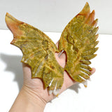 Yellow Ocean Jasper Demon And Angel Wing Carving With Stand - Wholesale Crystals