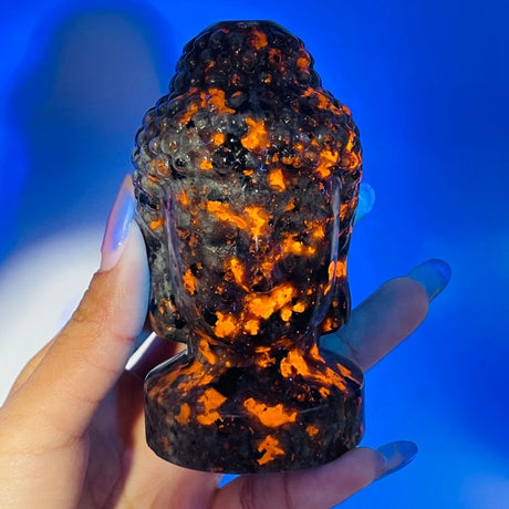 Yooperlite Buddha Head Carving Wholesale (UV Reactive) -Wholesale Crystals