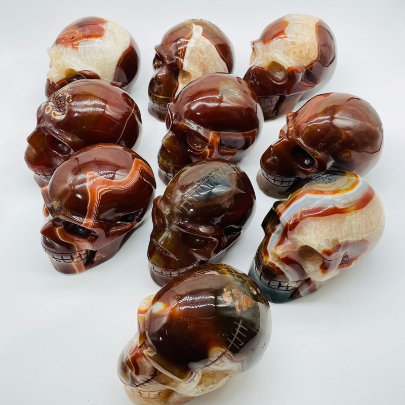 10 Pieces Carnelian Large Skull Carving -Wholesale Crystals