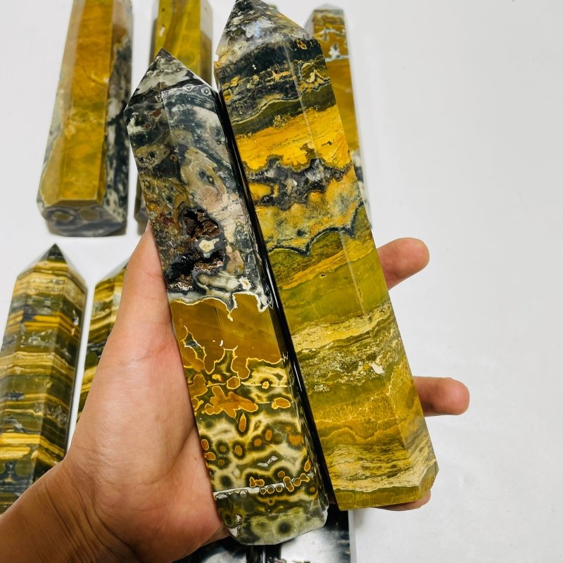 10 Pieces High Quality Yellow Vein Ocean Jasper Tower -Wholesale Crystals