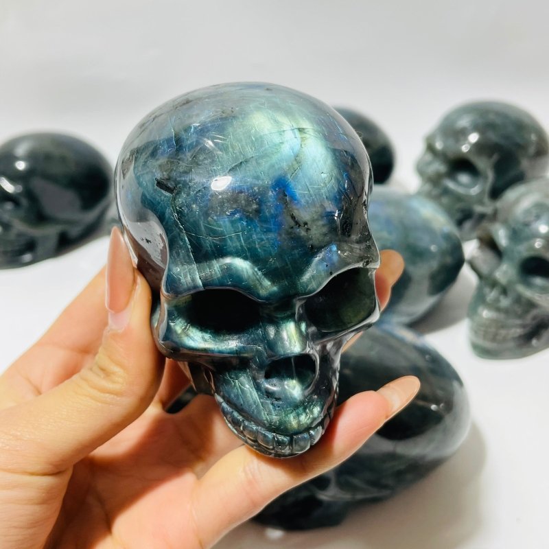 10 Pieces Labradorite Skull Carving - Wholesale Crystals