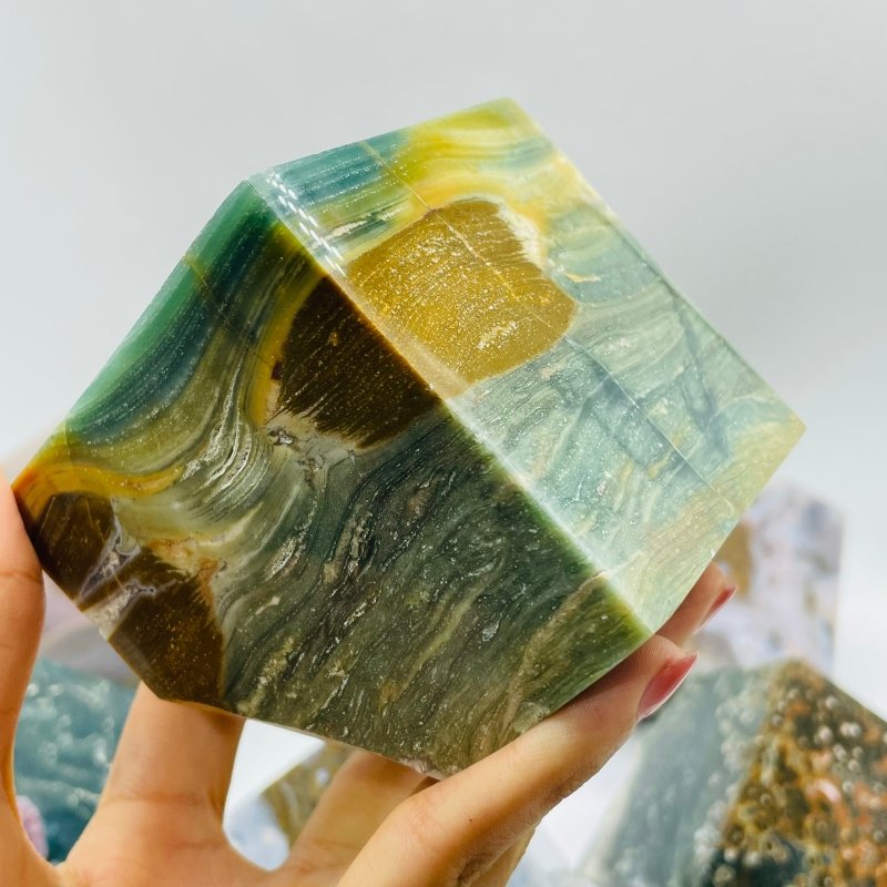 9 Pieces Large Beautiful Ocean Jasper Stand Cube -Wholesale Crystals
