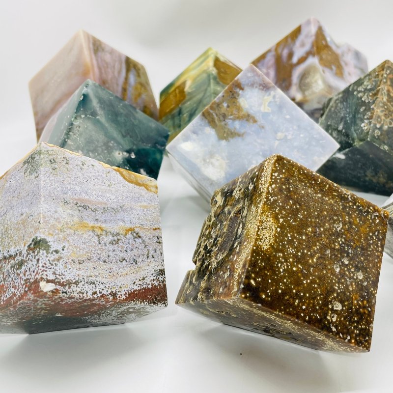 9 Pieces Large Beautiful Ocean Jasper Stand Cube -Wholesale Crystals