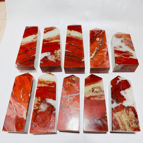 10 Pieces Red Jasper Fat Tower Points -Wholesale Crystals