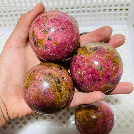 10 Pieces Red Rhodonite Mixed Quartz Spheres -Wholesale Crystals