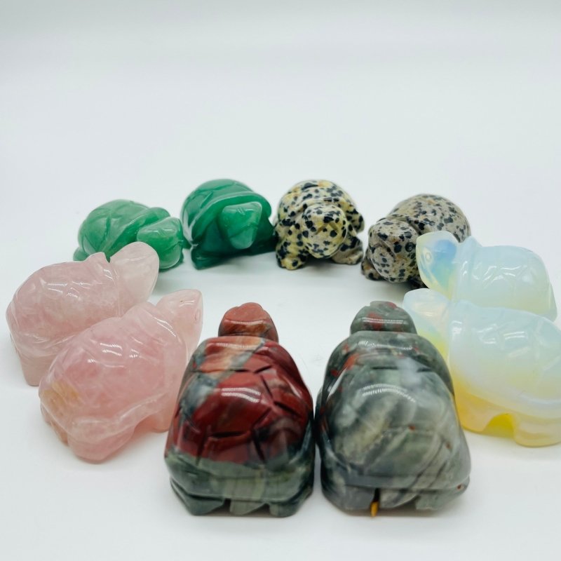 5 Types Turtle Carving Animals Wholesale Rose Quartz Green Aventurine -Wholesale Crystals
