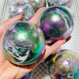11 Pieces Aura Sphalerite Sphere Ball -Wholesale Crystals