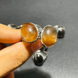 11 Pieces Black Rainbow Sun Stone Different Styles Sterling Silver Ring -Wholesale Crystals