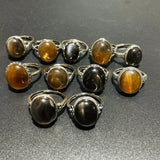 11 Pieces Black Rainbow Sun Stone Different Styles Sterling Silver Ring -Wholesale Crystals
