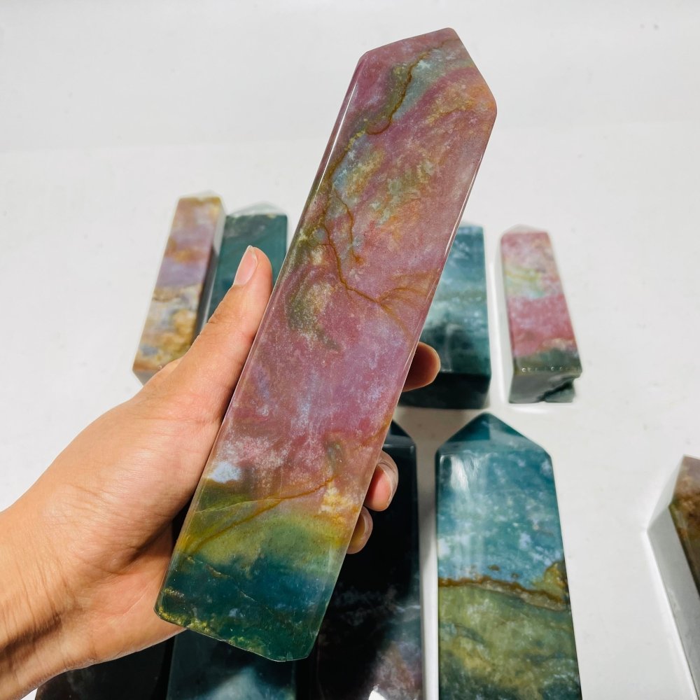 11 Pieces Colorful Ocean Jasper Four-Sided Tower Points -Wholesale Crystals