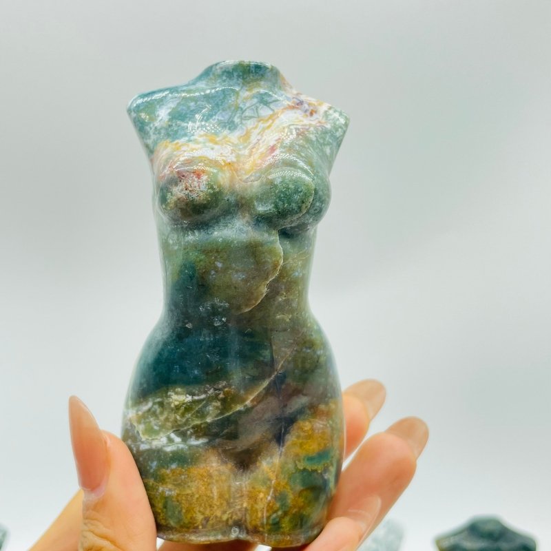 11 Pieces Geode Druzy Moss Agate Goddess Carving -Wholesale Crystals