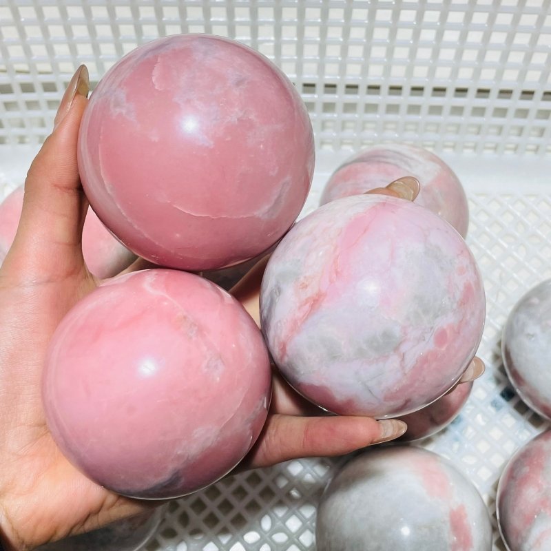 11 Pieces Natural Pink Opal Spheres - Wholesale Crystals