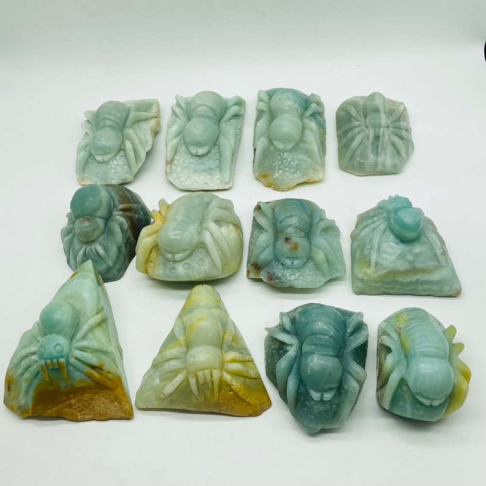 12 Pieces Caribbean Calcite Spider Carving -Wholesale Crystals