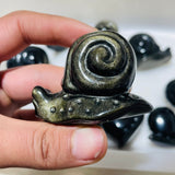 12 Pieces Gold Sheen Obsidian Snails Carving -Wholesale Crystals