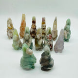 13 Pieces High Quality Sakura Flower Agate Rabbit Carving -Wholesale Crystals