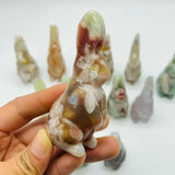 13 Pieces High Quality Sakura Flower Agate Rabbit Carving -Wholesale Crystals