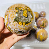 13 Pieces High Quality Vein Yellow Pink Ocean Jasper Spheres -Wholesale Crystals