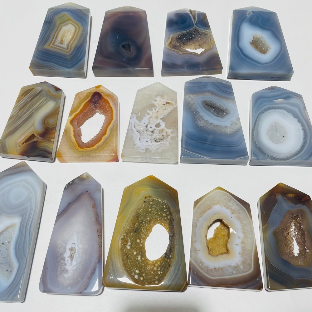 14 Pieces Agate Geode Druzy Tower Point Wholesale -Wholesale Crystals