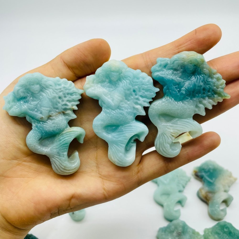 14 Pieces Caribbean Calcite Mermaid Carving -Wholesale Crystals