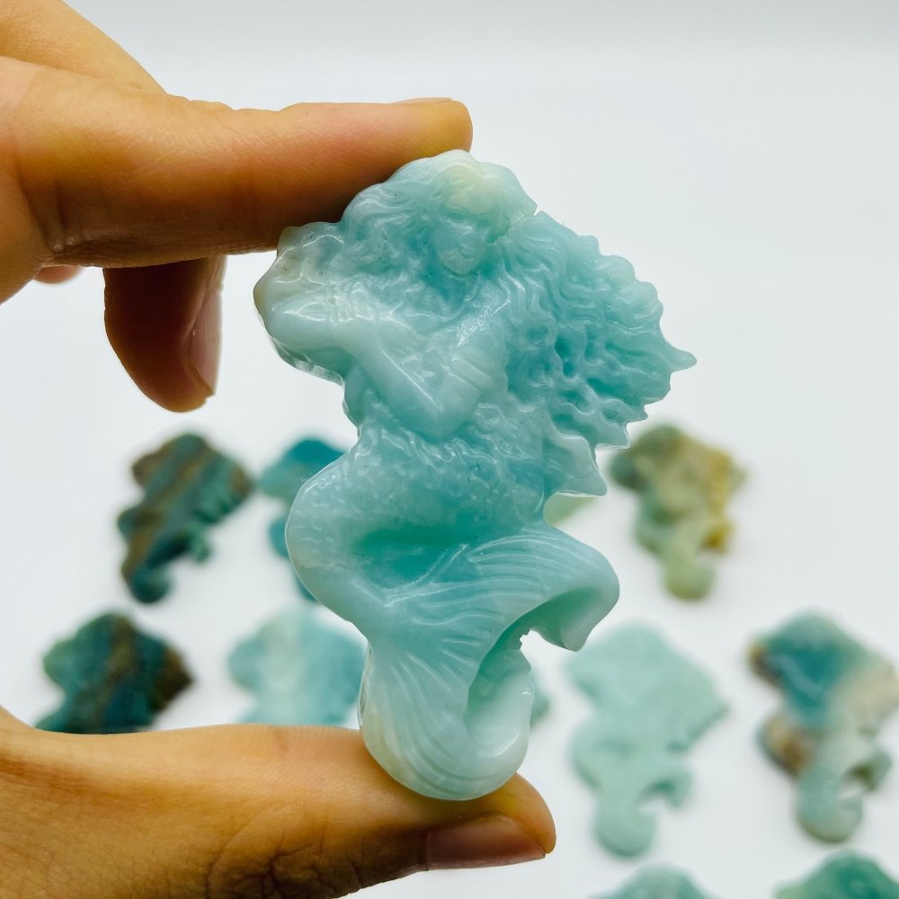 14 Pieces Caribbean Calcite Mermaid Carving -Wholesale Crystals