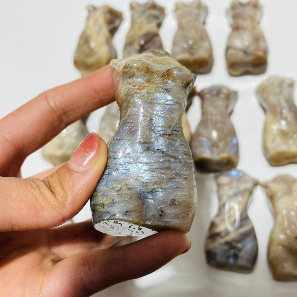 14 Pieces Moonstone Mixed Sunstone Goddess Carving Closeout -Wholesale Crystals