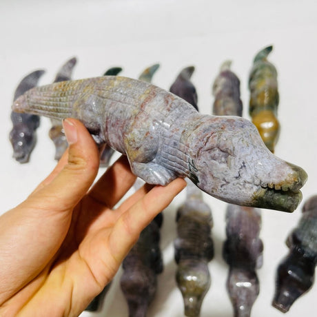 14 Pieces Ocean Jasper Crocodile Carving -Wholesale Crystals