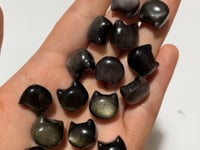 Mini Gold&Silver Sheen Obsidian Cat Head Shape Carving Wholesale -Wholesale Crystals
