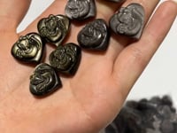 Mini Gold & Silver Sheen Obsidian Heart Fox Carving Wholesale -Wholesale Crystals