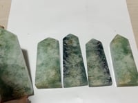 5 Pieces Large Feather Fluorite Four-Sided Tower Points