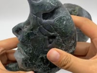 2 Pieces Beautiful Moss Agate Moon Face