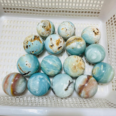 15 Pieces Caribbean Calcite Spheres -Wholesale Crystals